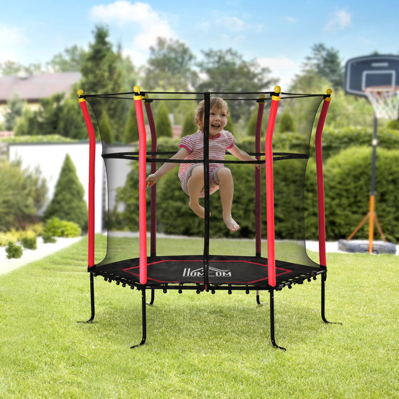 Toddler trampoline with safety net top